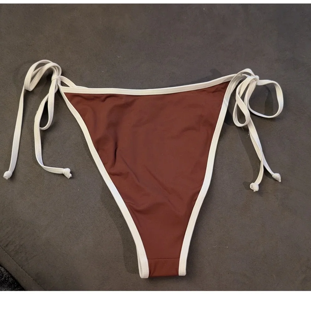 L*Space Levy Bottom Bitsy Brown Side Tie Bikini Large NEW Beach Resort Vacation